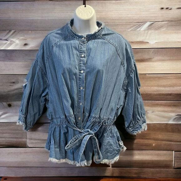 Easel Lightweight Denim Shacket - Picture 1 of 11